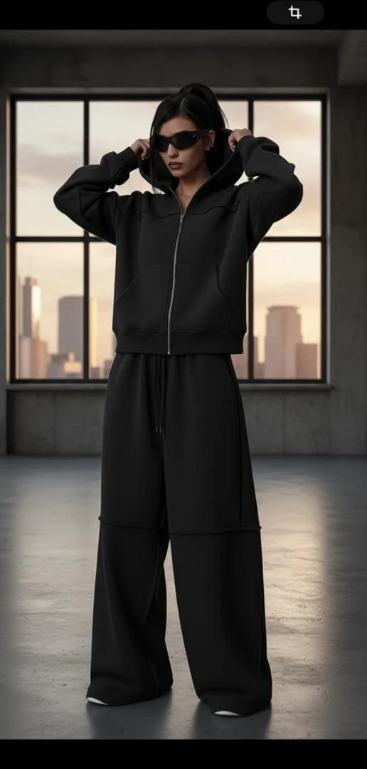 Женский спортивный костюм оверсайз с капюшоном и молнией