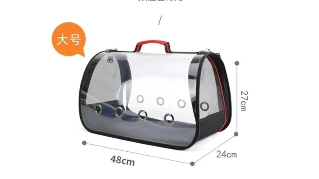 Прозрачная переноска для животных с вентиляцией и ручкой, 48x27x24 см