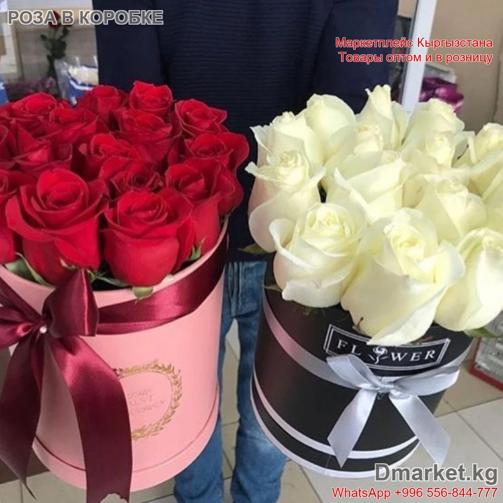 Роза в коробке от Flower, модель R-0027, свежие крупные розы