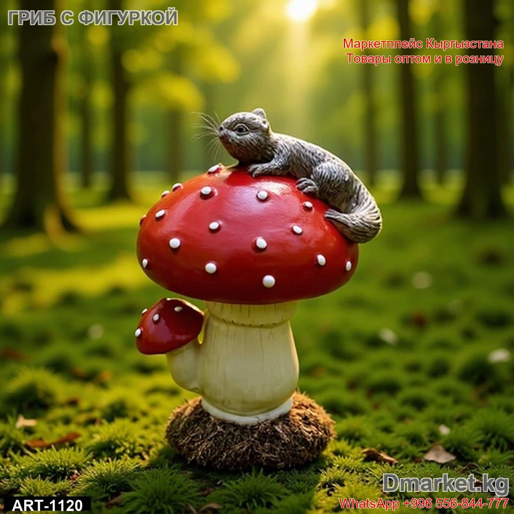 Гриб с фигуркой животного для сада, декоративная скульптура ART-1120